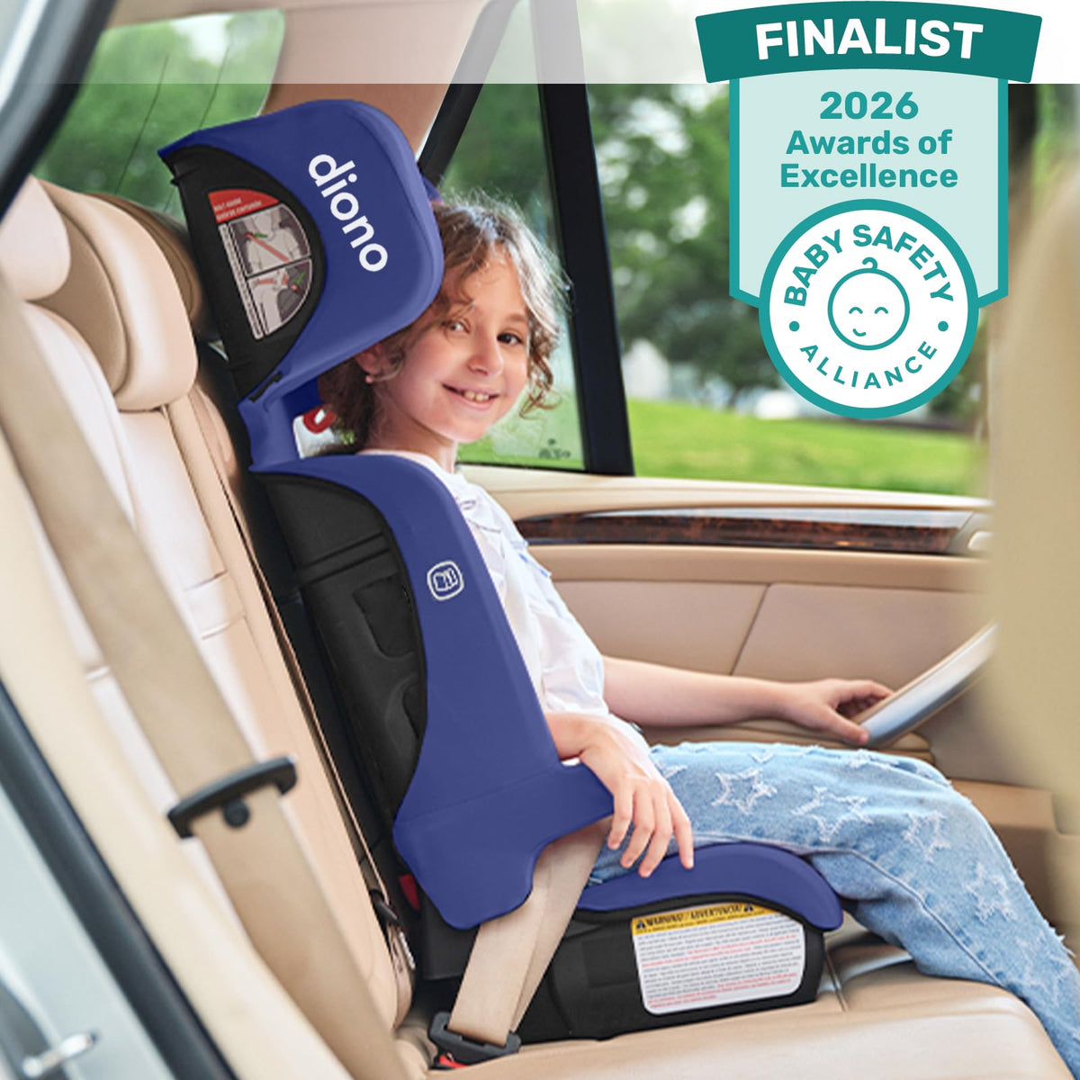 Blue Foldable High Back Booster Seat W3447