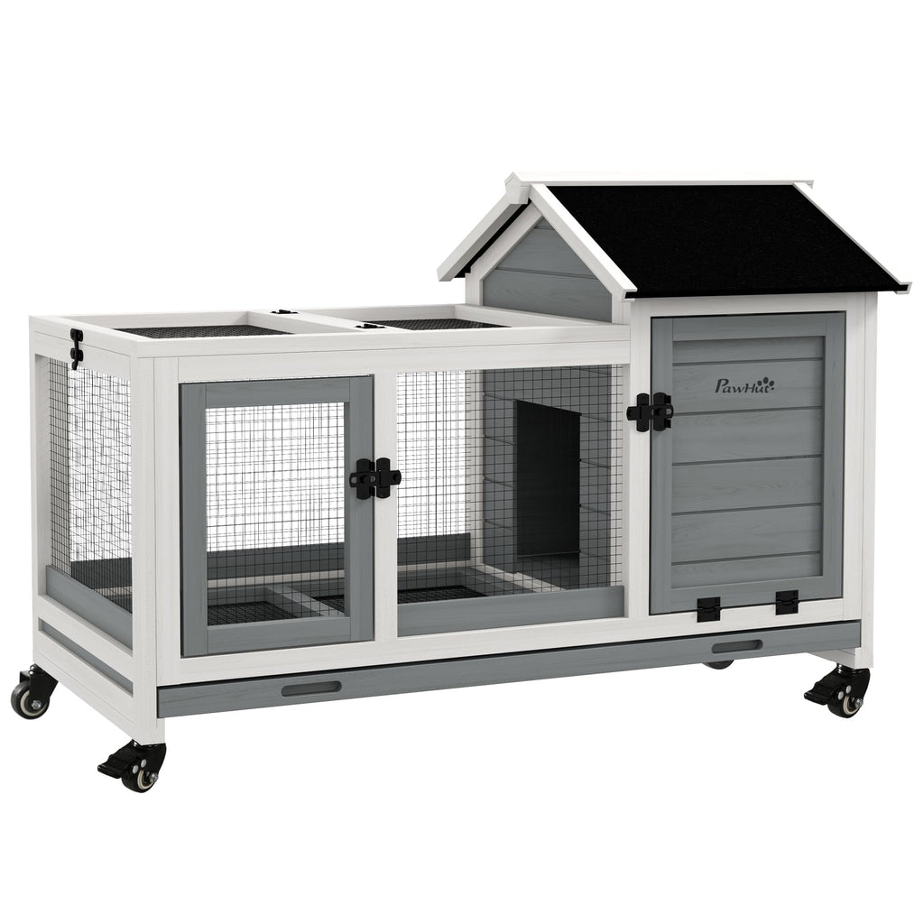 Wooden Rabbit Hutch with Wheels E875