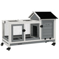 Wooden Rabbit Hutch with Wheels E875