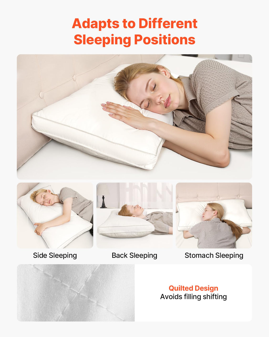 Queen Size White Set of 2 Bed Pillows S715508