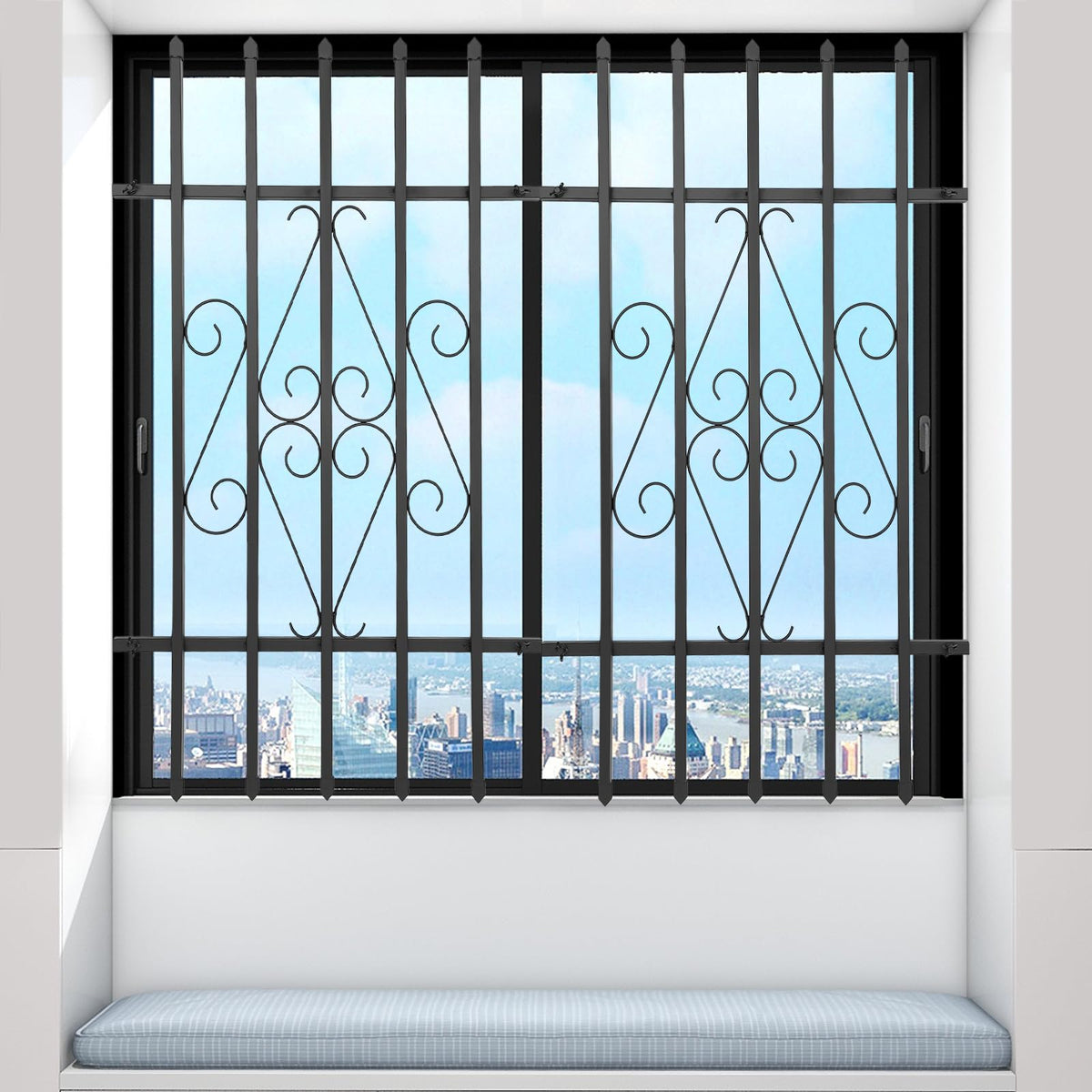 24 x 36 Inch Heavy Duty Iron Window Security Bars, Black 2 Pack T8182