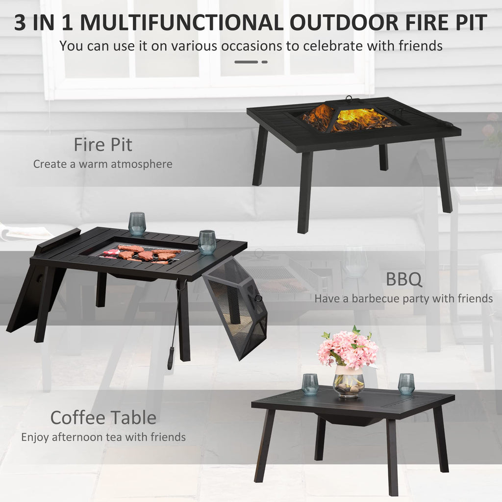 34-Inch Wood Burning Fire Pit with Grill U855