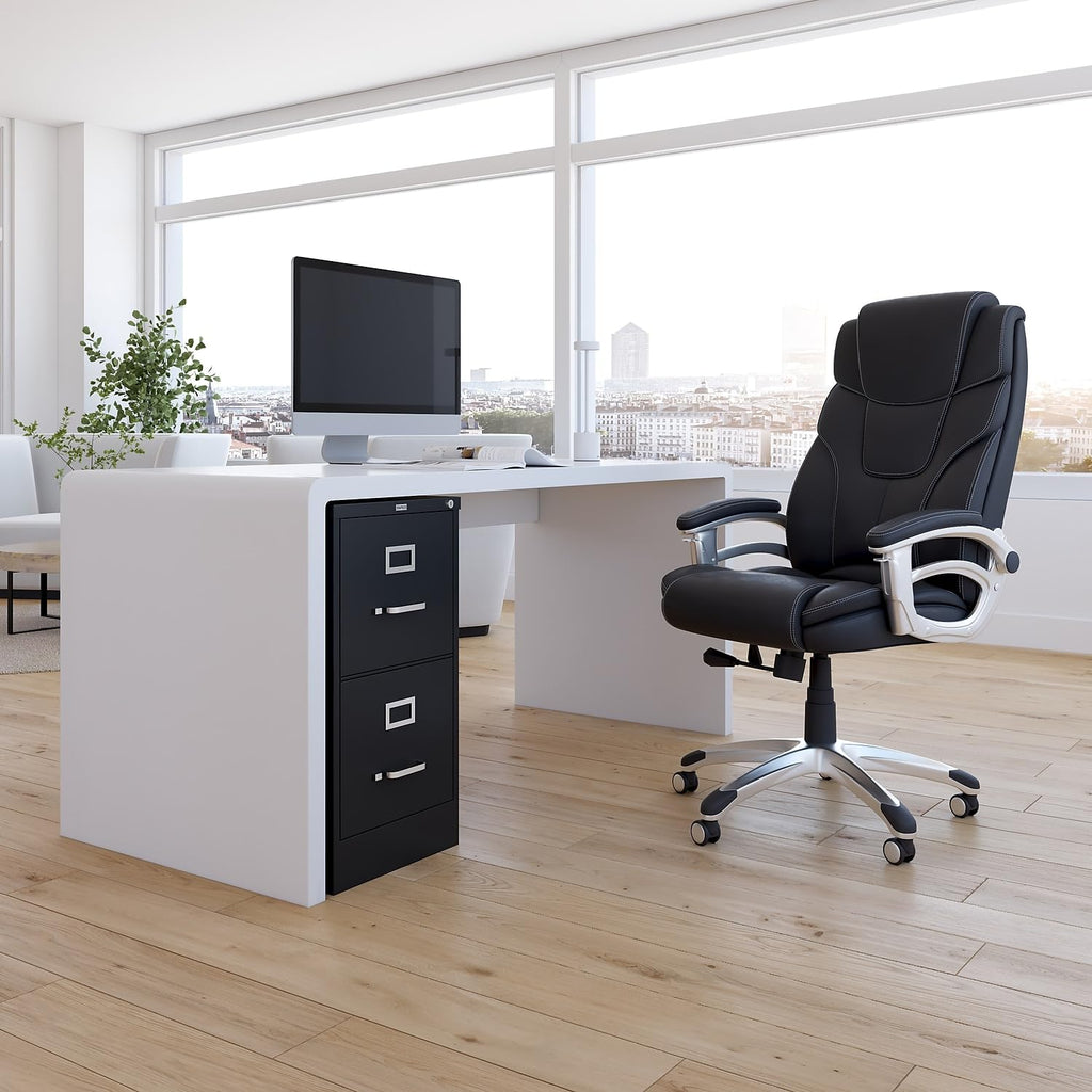 Black 2 Drawer Letter Size Lockable File Cabinet F8509