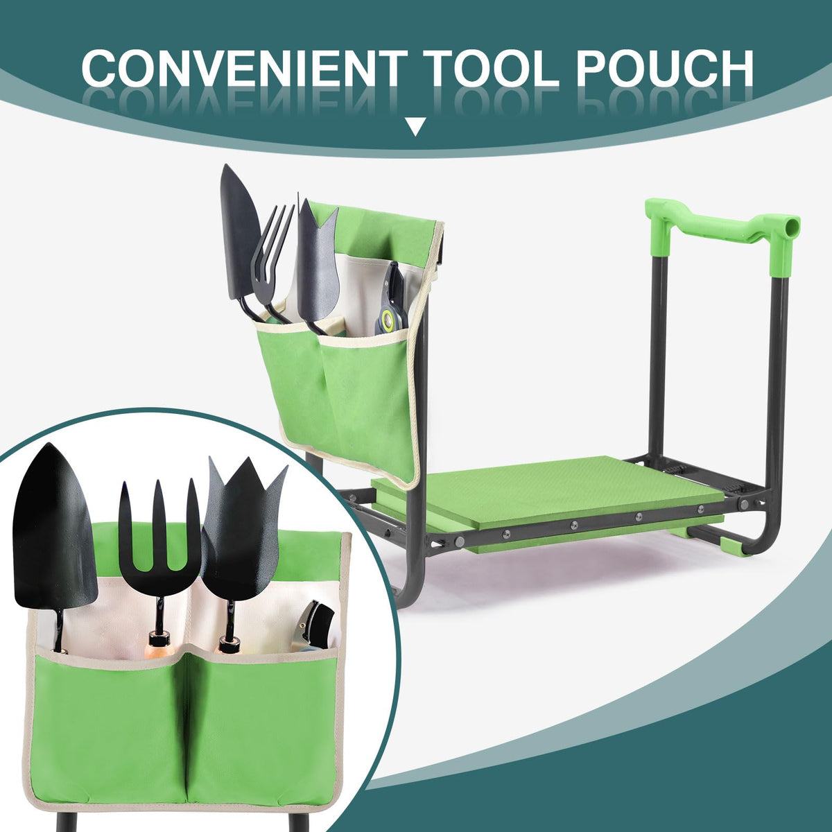 Foldable Garden Kneeler and Seat with Tool Storage Pouch U2575