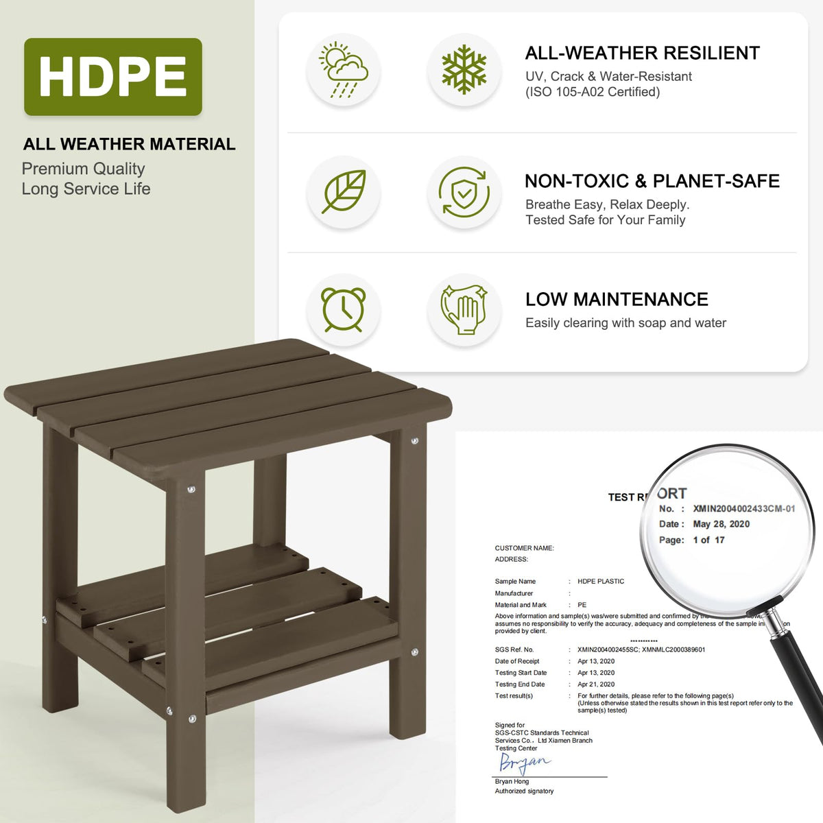 Set of 2 Dark Brown HDPE Storage Side Table S3160