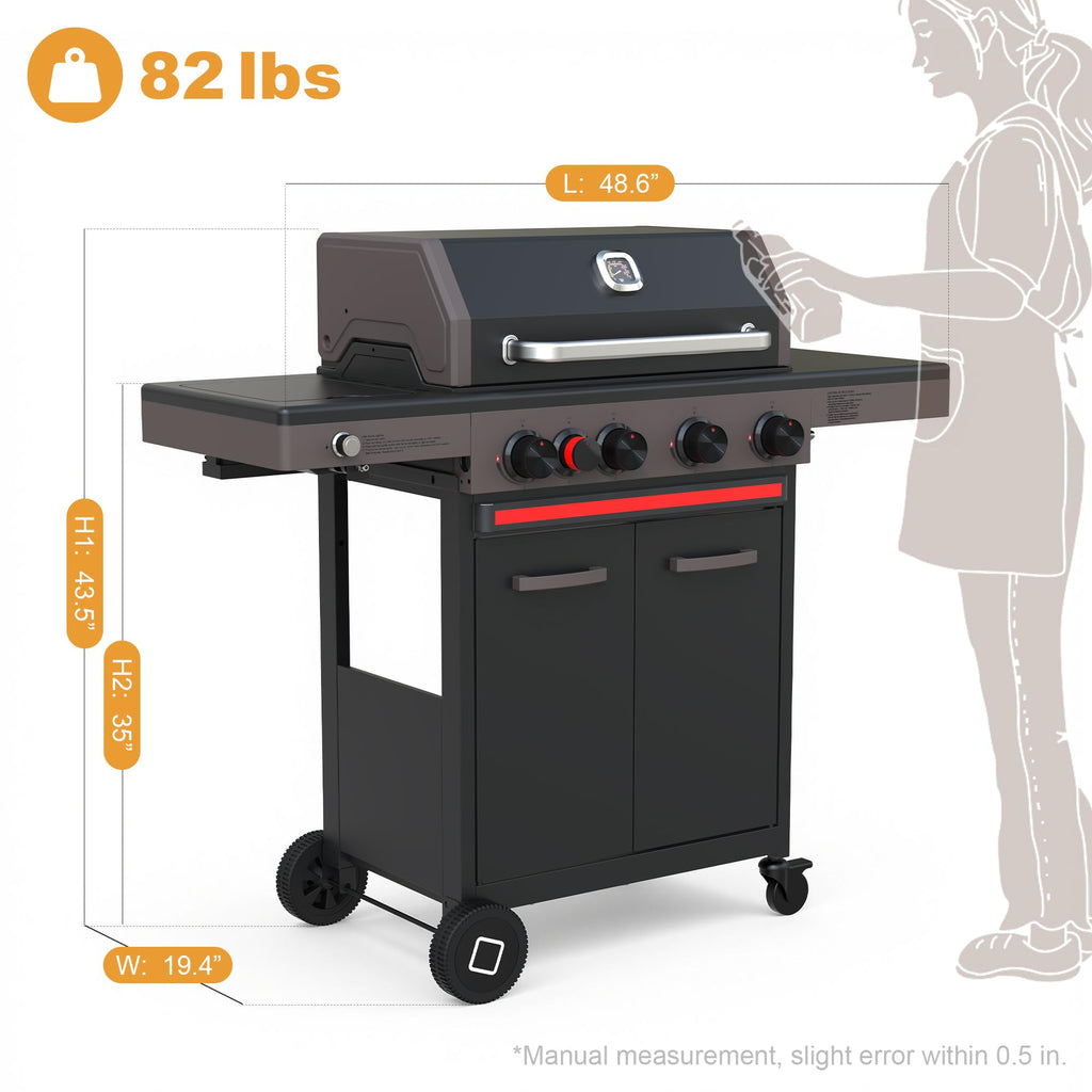 4 Burner Propane Gas Grill with Infrared Side Burner B98211
