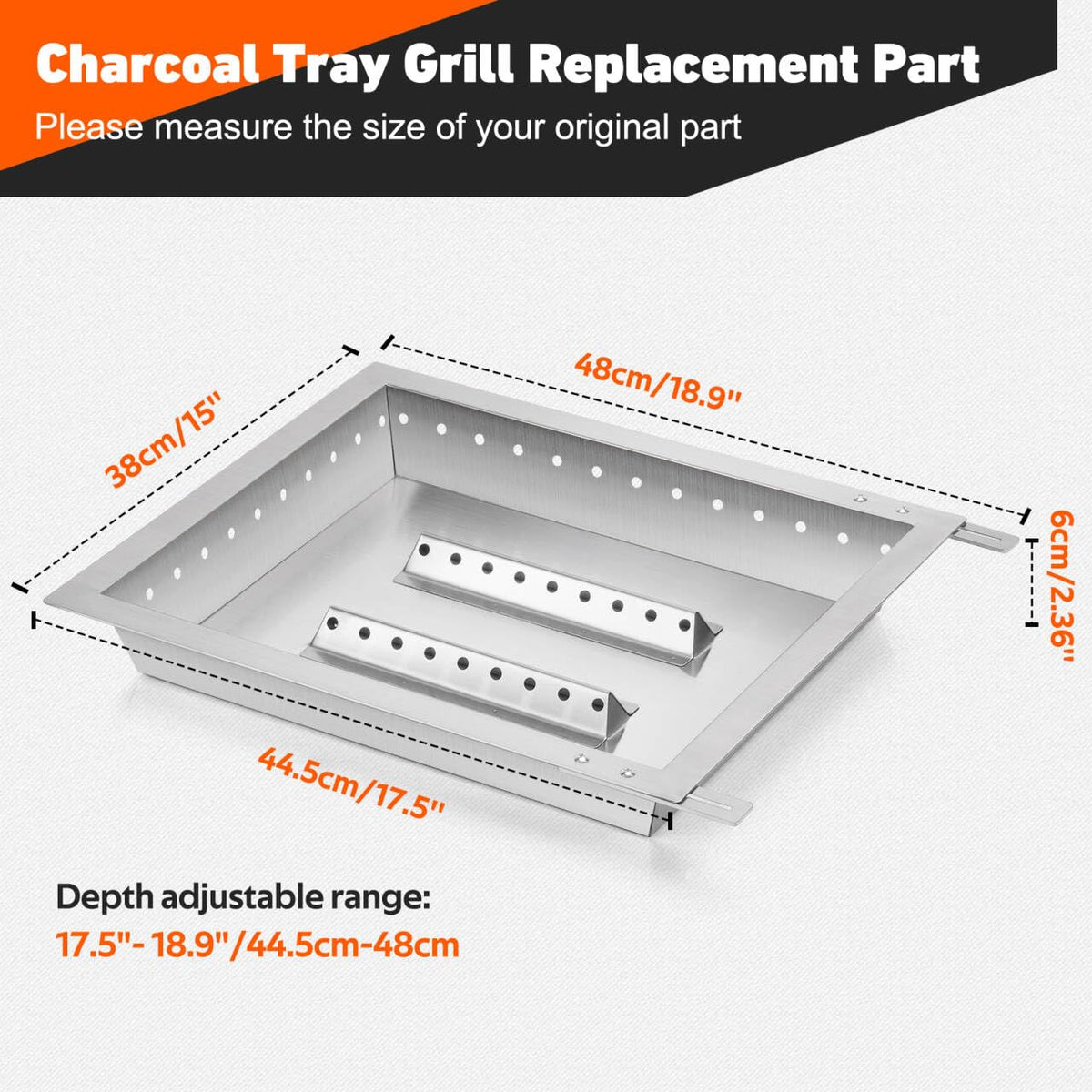 Adjustable Stainless Steel Charcoal Tray X3598