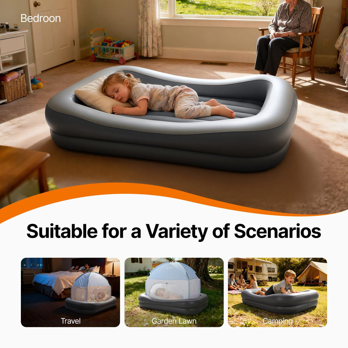 Inflatable Toddler Travel Bed with Tent G492