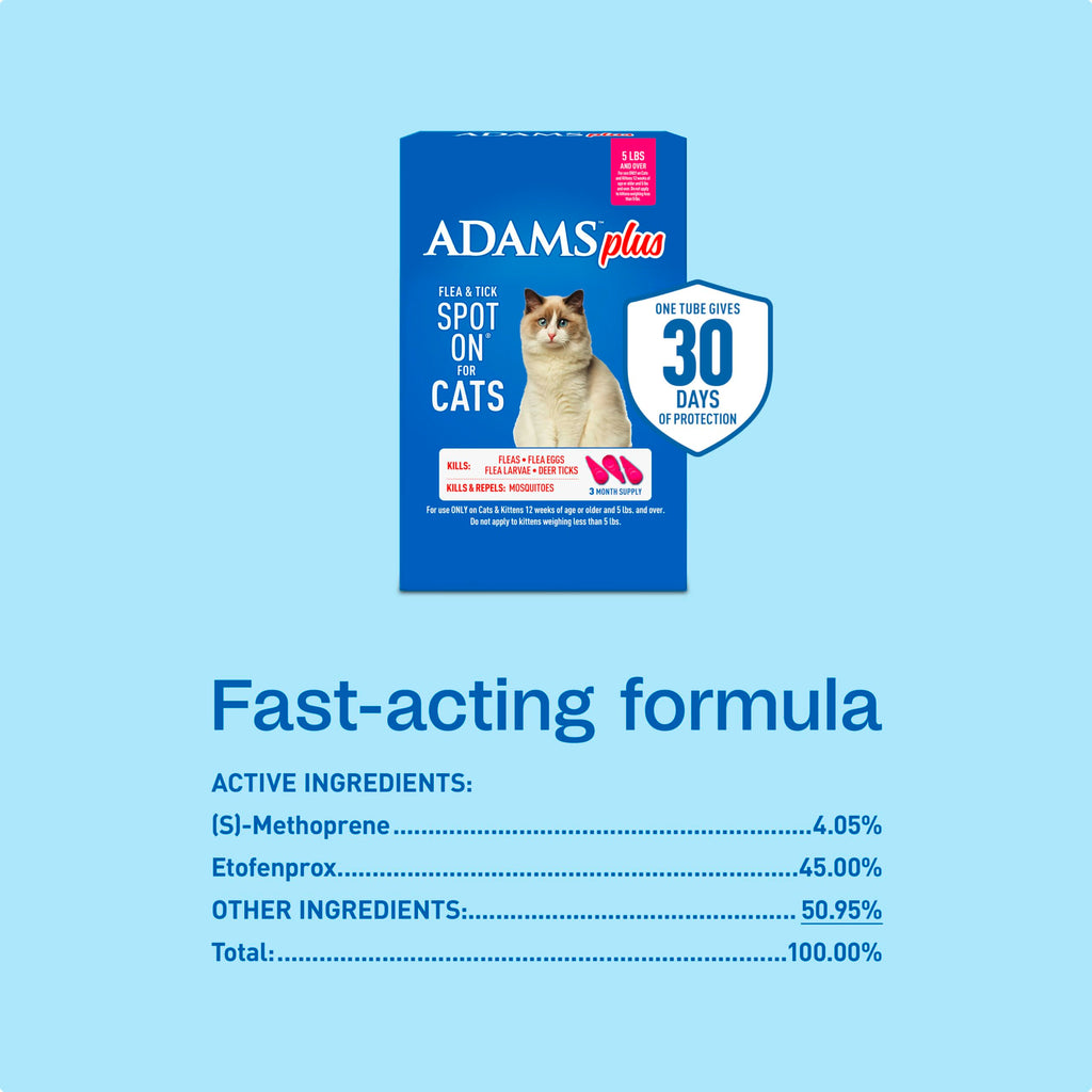 Flea and Tick Prevention Spot On for Cats 3 Pack W746025