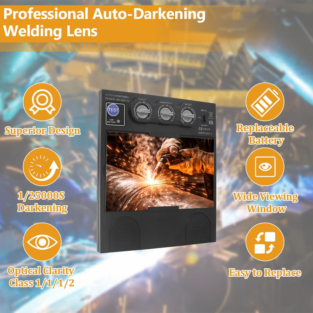 Auto Darkening Welding Lens 5.24" x 4.49" x 0.39" Shade 4/5-13 True Color W31115