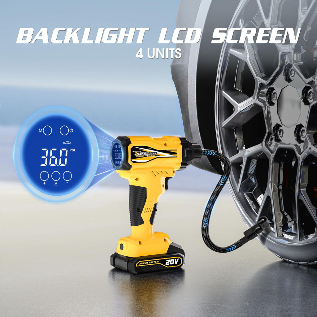 20V Cordless Portable Air Compressor 150 PSI Yellow N138