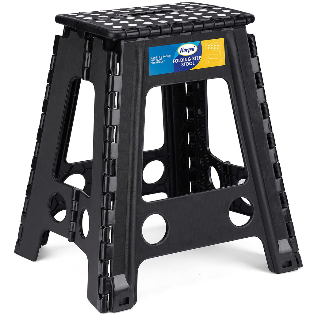 18" Non-Slip Folding Step Stool 300 lbs Black K8236