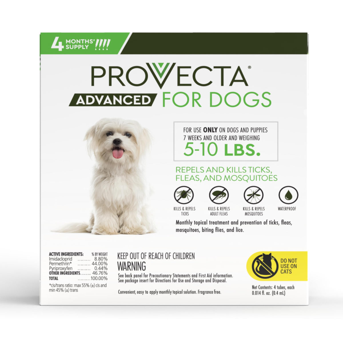 Flea & Tick for Small Dogs 5-10 lbs, 4-Month Supply T195