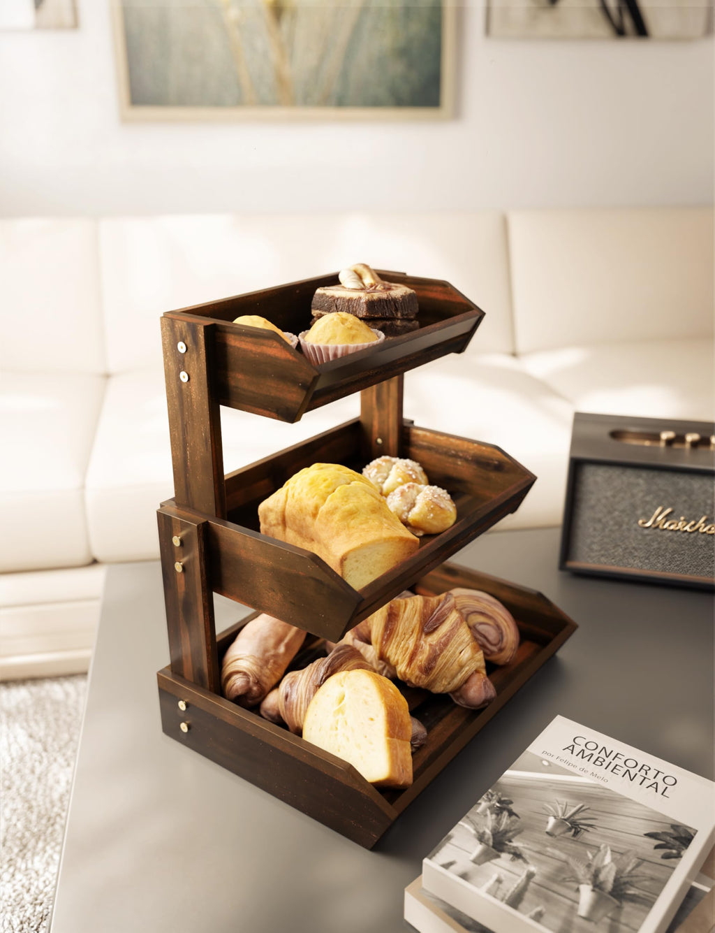 Acacia 3 Tier Fruit Basket L380490
