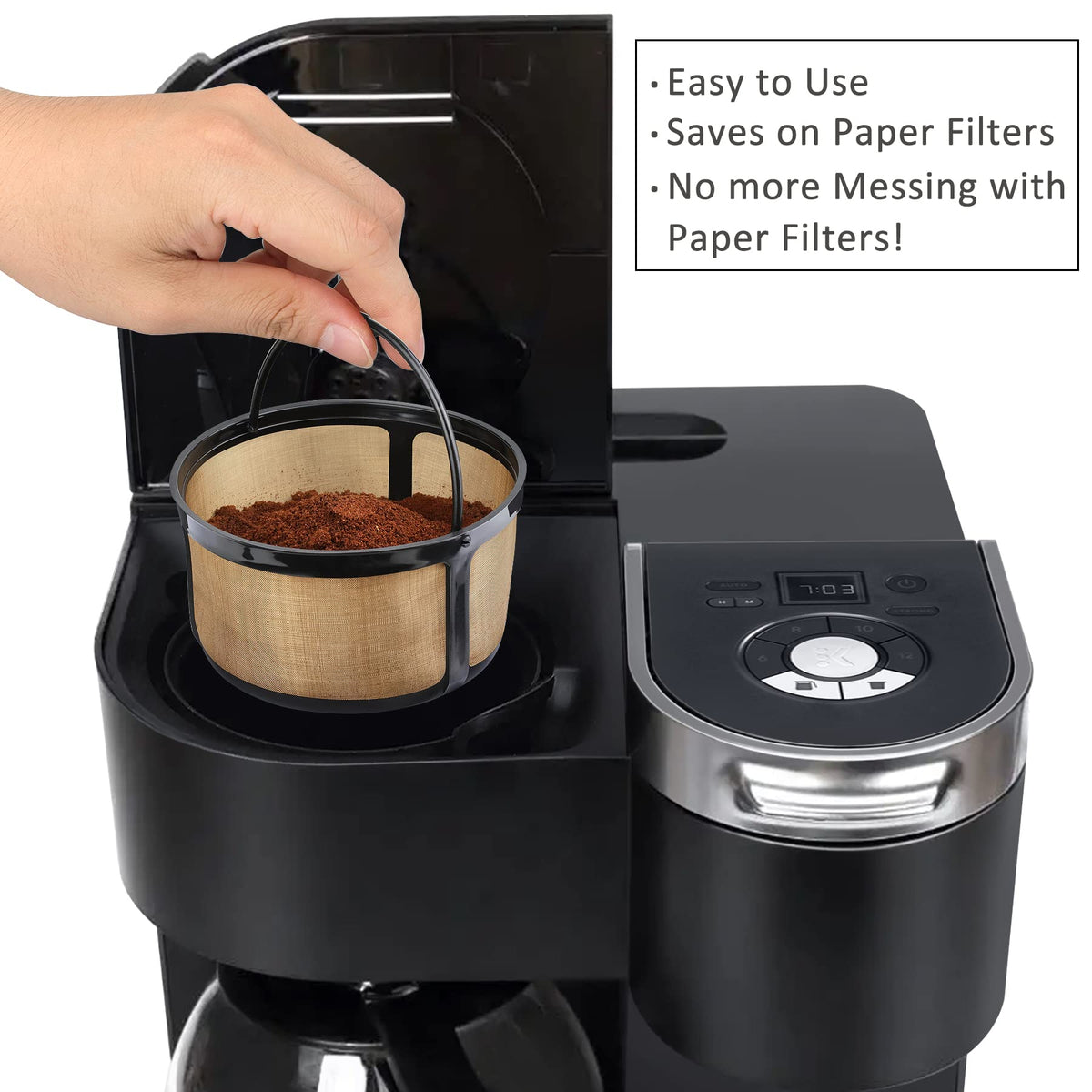 8-12 Cup Reusable Gold Mesh Coffee Filter Q117