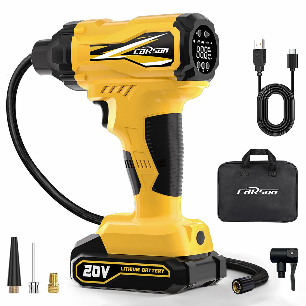 20V Cordless Portable Air Compressor 150 PSI Yellow N138