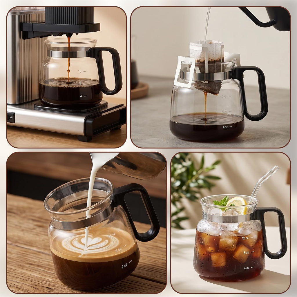 2 Pack 16oz Clear Glass Coffee Mug with Lid and Straw Q914