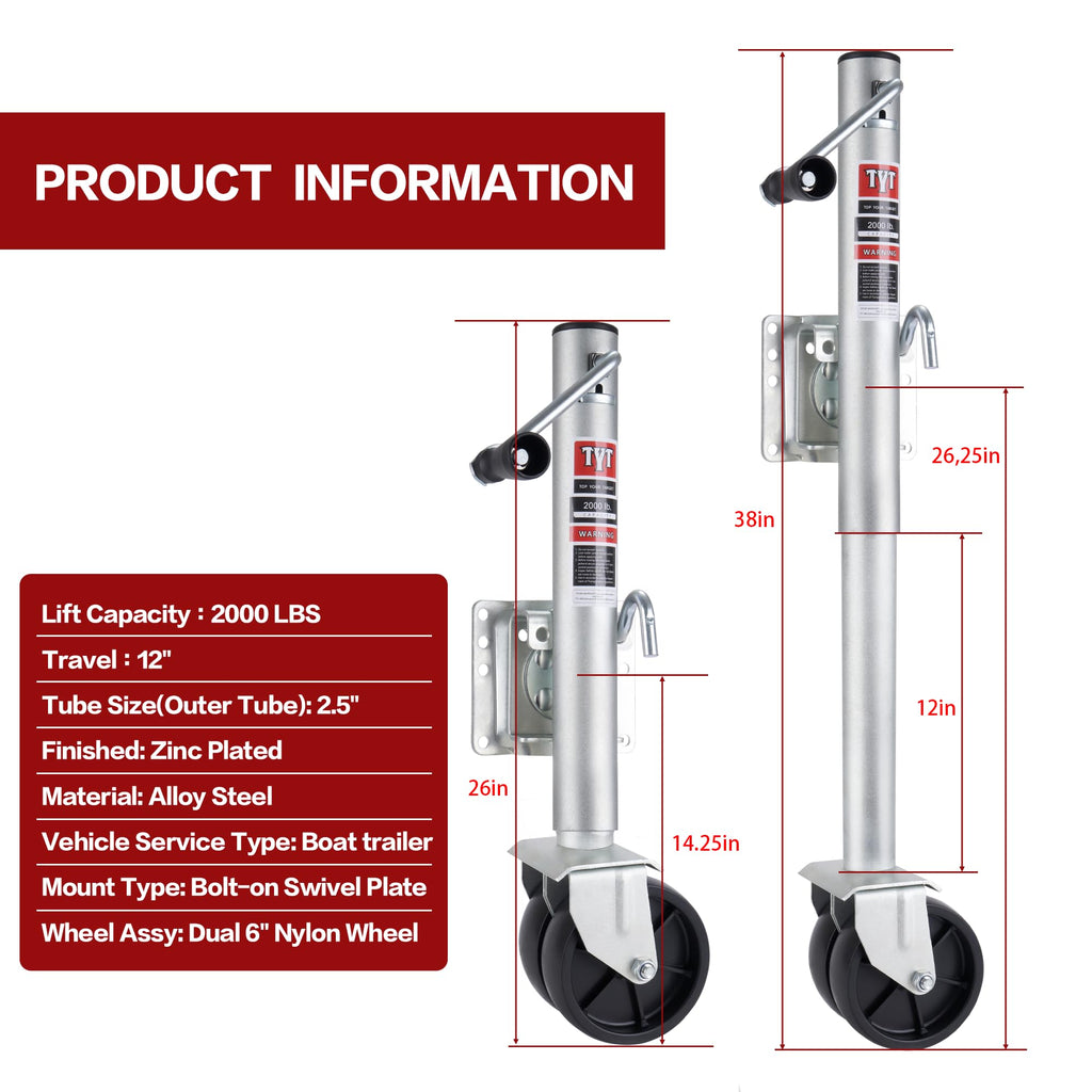 2000 lbs Boat Trailer Jack with Wheel B9466