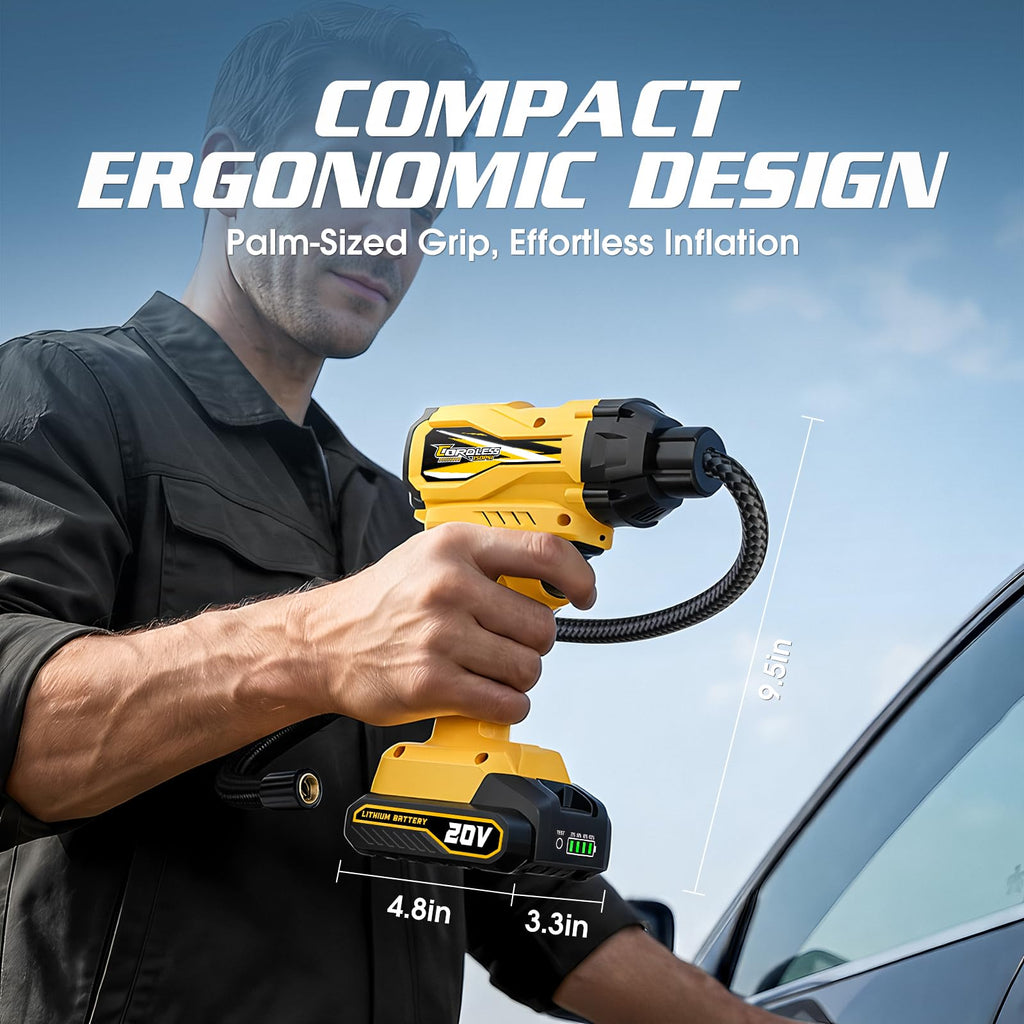 20V Cordless Portable Air Compressor 150 PSI Yellow N138