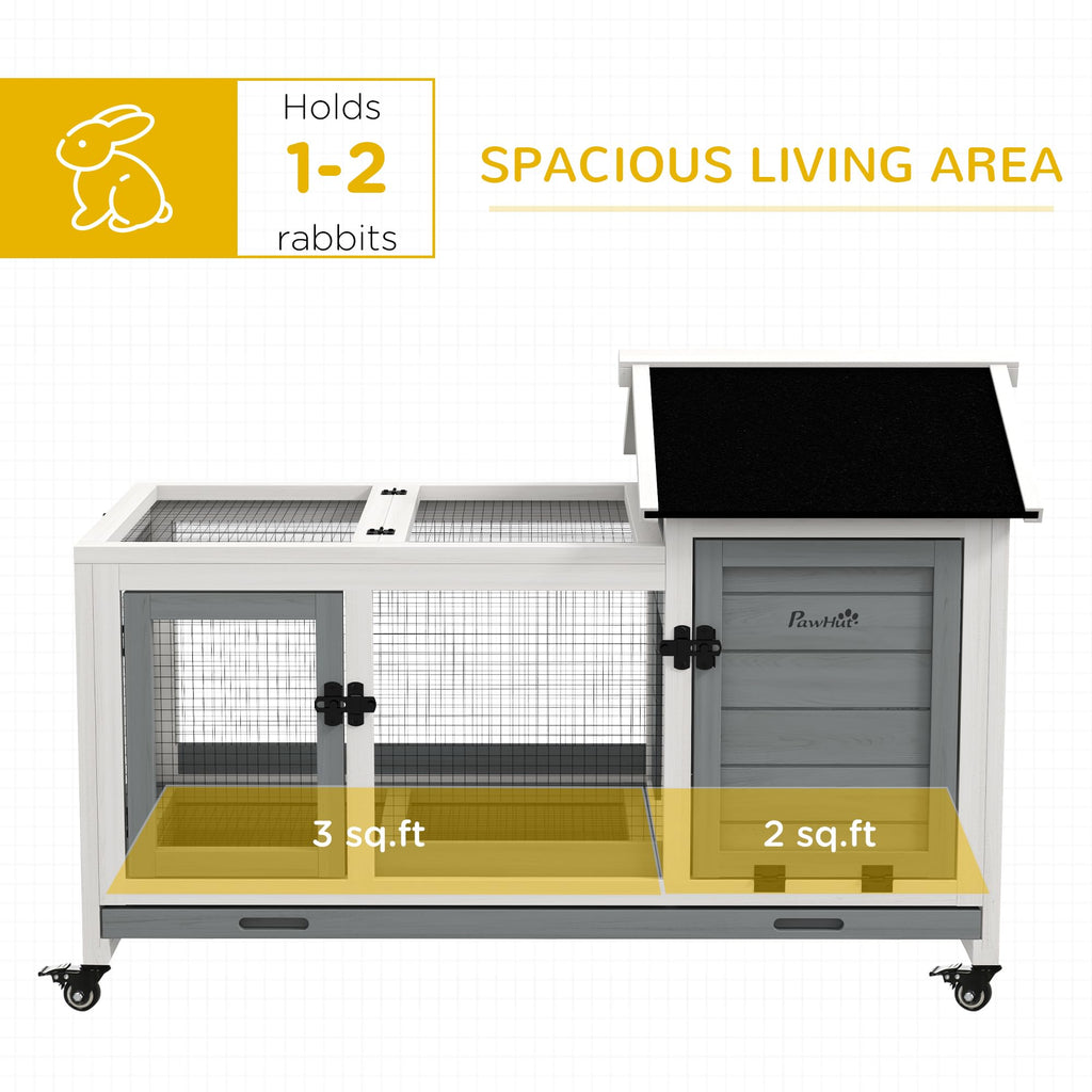 Wooden Rabbit Hutch with Wheels E875