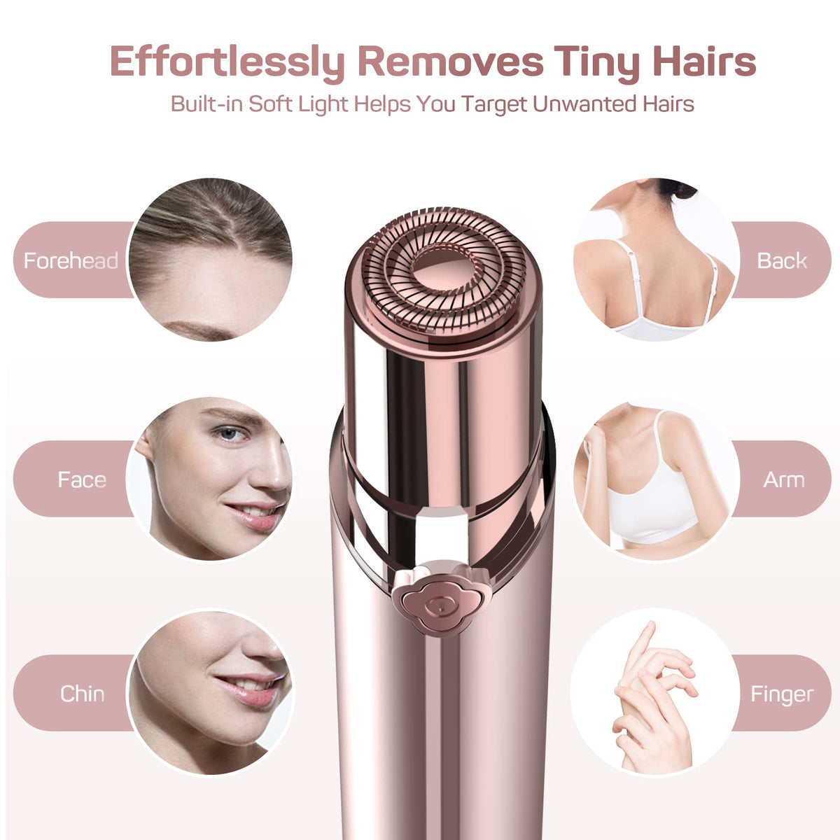 Electric Painless Facial Hair Remover with 2 Replacement Heads R859
