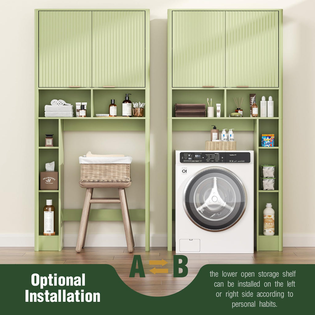 Green Over the Toilet Storage Cabinet with Adjustable Shelf L5402