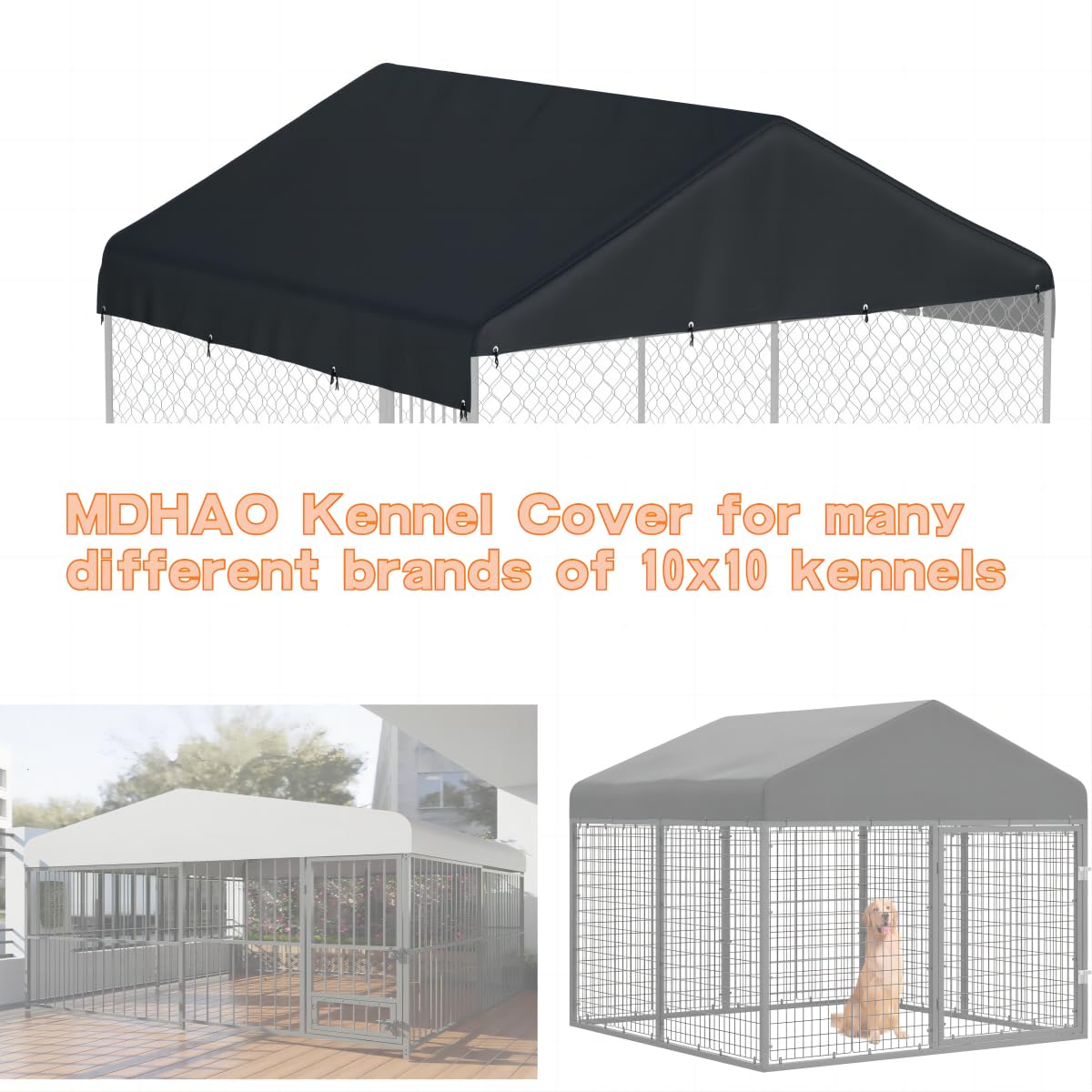 Black 10' x 10' Outdoor Dog Kennel Cover K8246