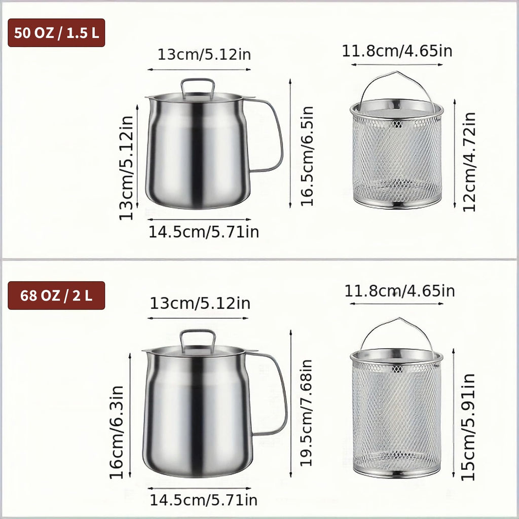 68oz 304 Stainless Steel Deep Fryer Pot with Basket C951105