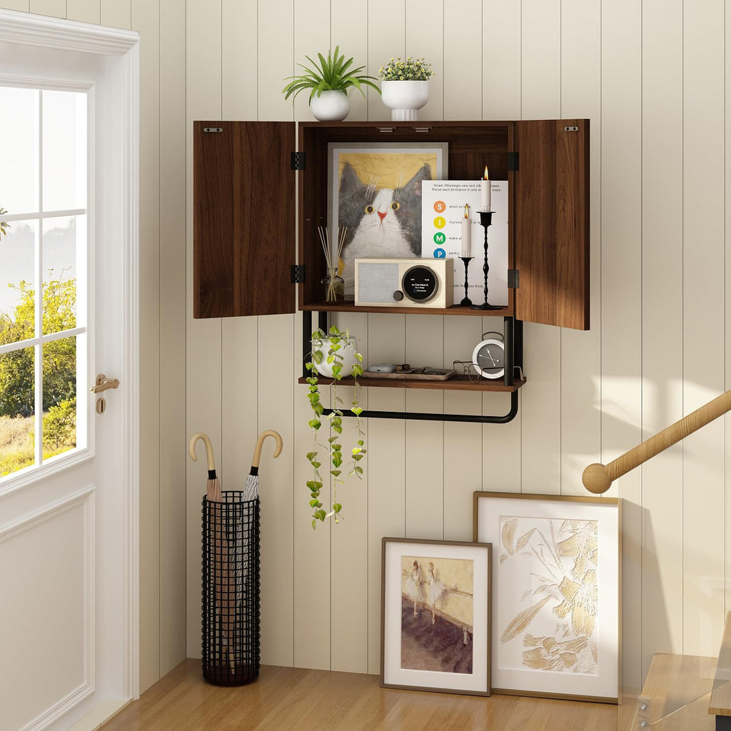 Fluted 2 Doors 3-Tier Bathroom Wall Cabinet T783