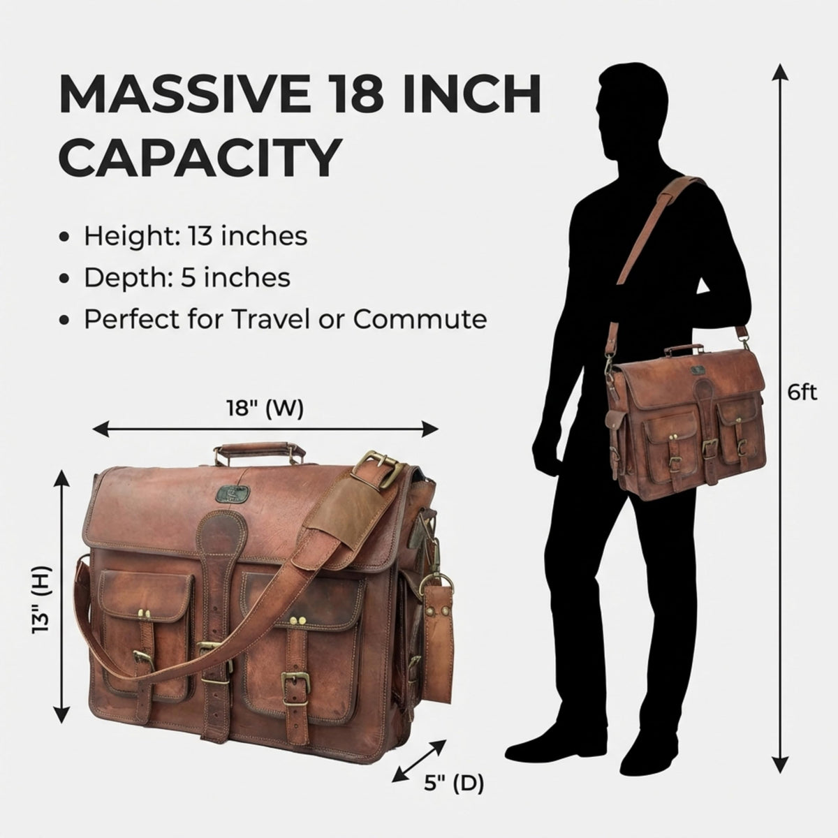 Vintage Brown Full Grain Leather Messenger Bag P3008