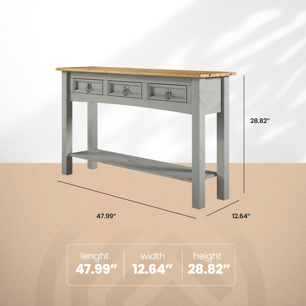 Solid Wood Console Table with 3 Drawers C223947