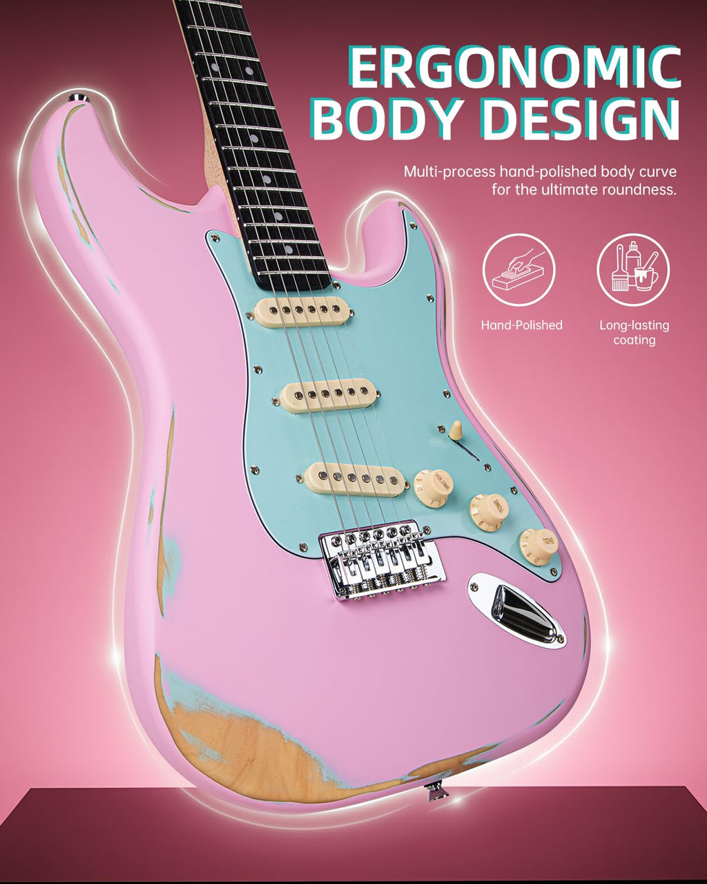 39" Pink & Blue Electric Guitar W494
