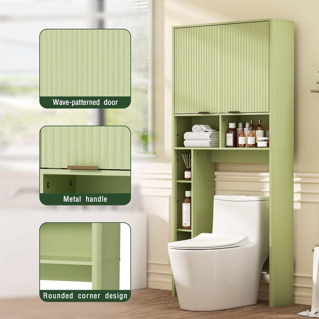 Green Over the Toilet Storage Cabinet with Adjustable Shelf L5402