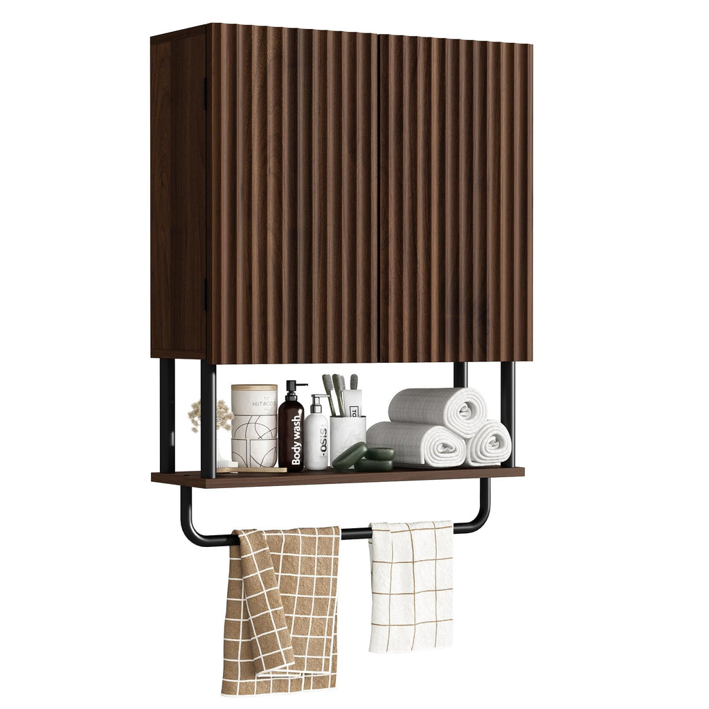 Fluted 2 Doors 3-Tier Bathroom Wall Cabinet T783