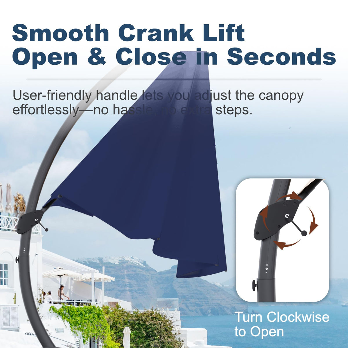 11FT Navy Blue Aluminum Cantilever Umbrella with Base U80234