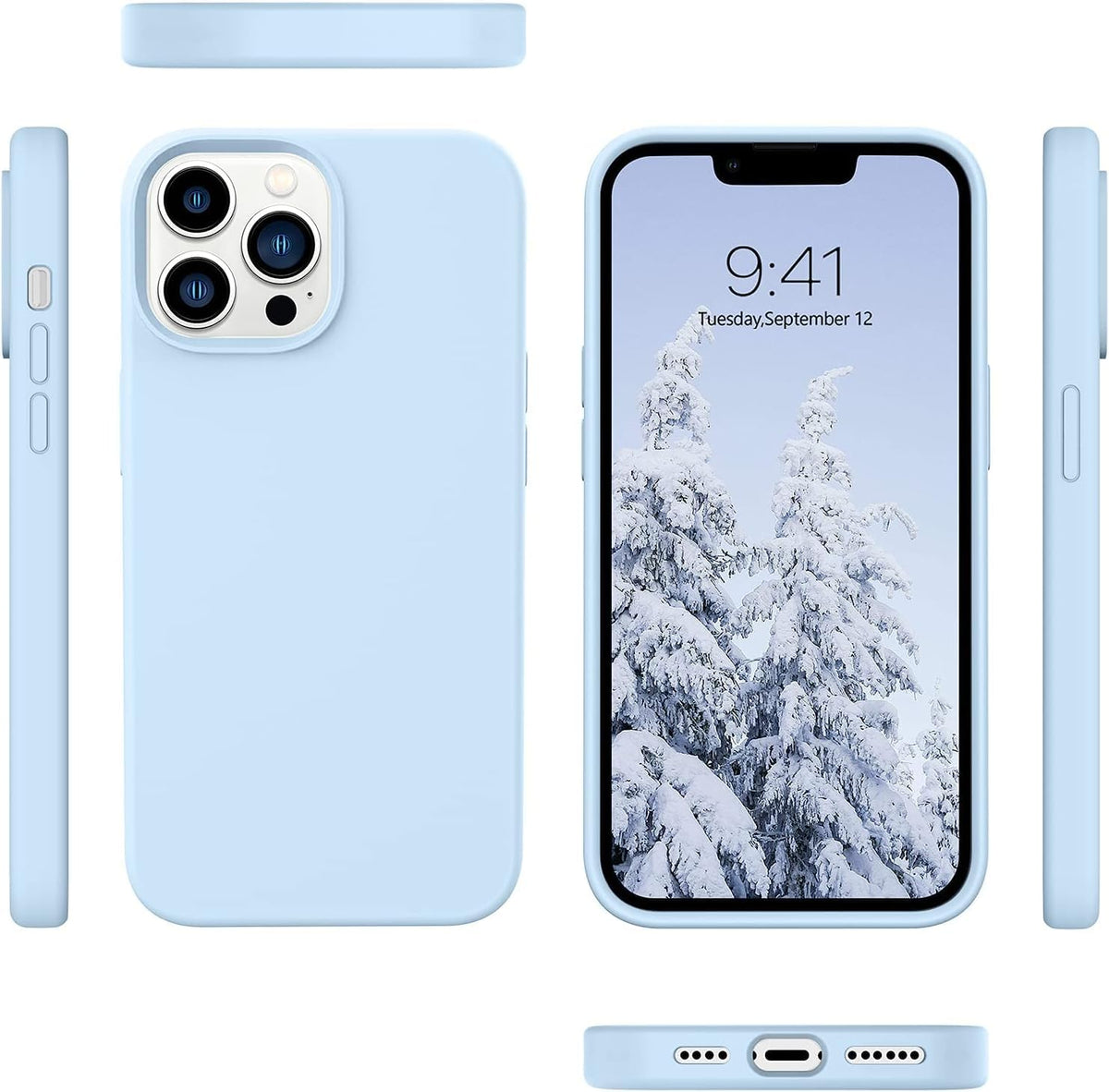 Light Blue Silicone iPhone 13 Pro Max Case F654