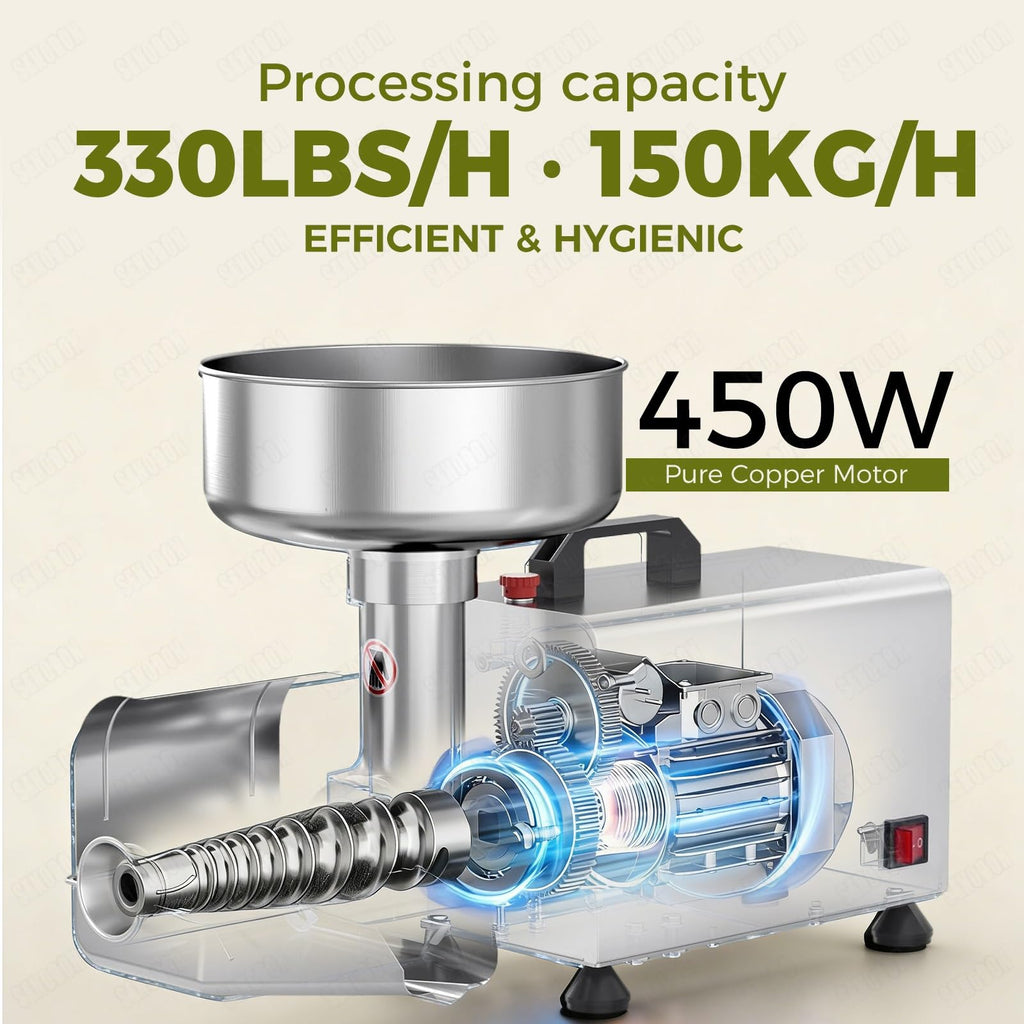 450W Metal Tomato Sauce Maker 8.5in Food-Grade Stainless Steel K888