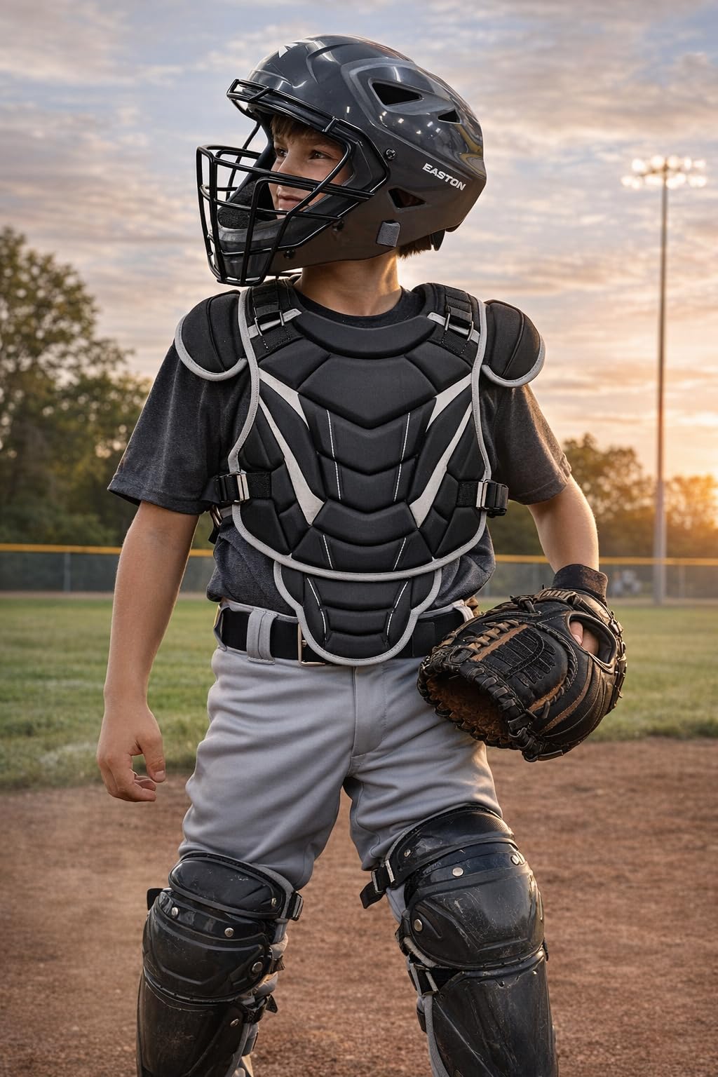 Black Youth Catcher's Set with Helmet, Chest Protector & Leg Guards R795
