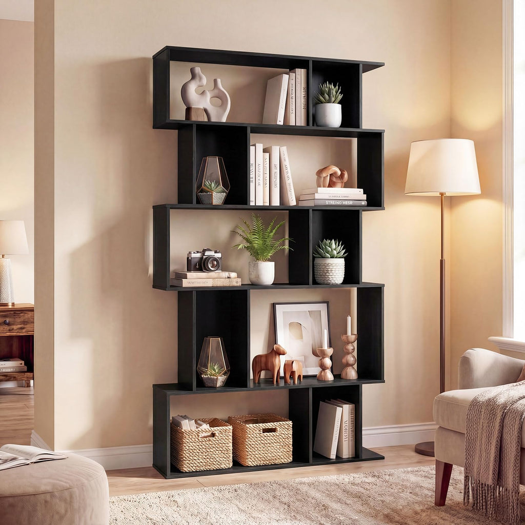 5-Tier 10-Cube Black Bookshelf I48843