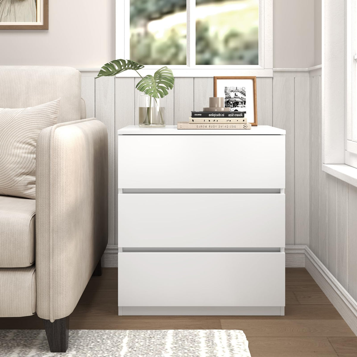 White 3 Drawer Wood Dresser A863141