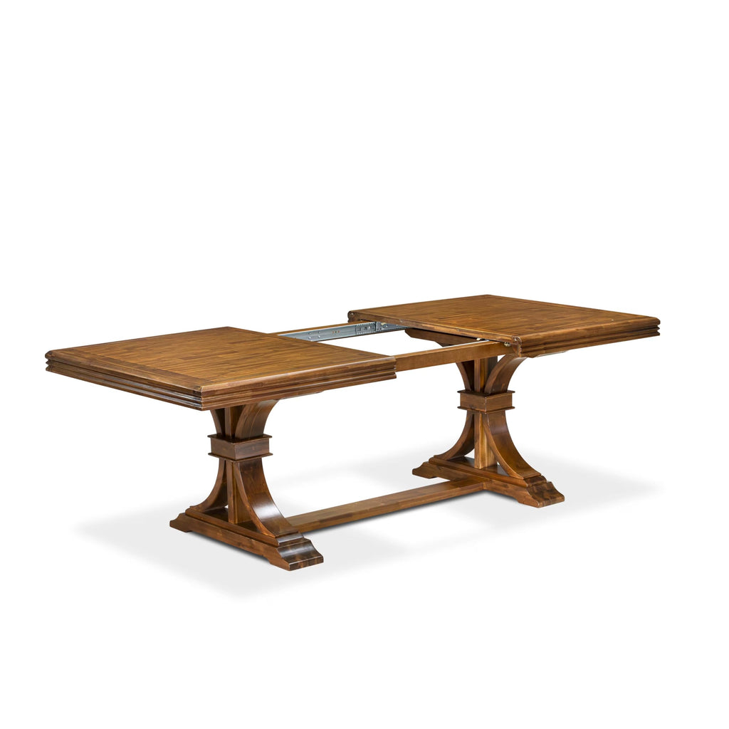 9-piece Dining Table Set with 8 Light Tan Linen Fabric Chairs A49194