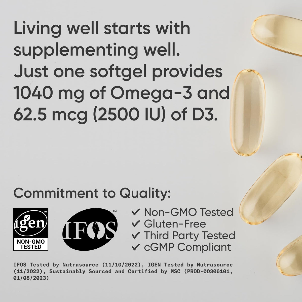Omega-3 Fish Oil 1250mg + D3 2500iu, 120 Count W7768