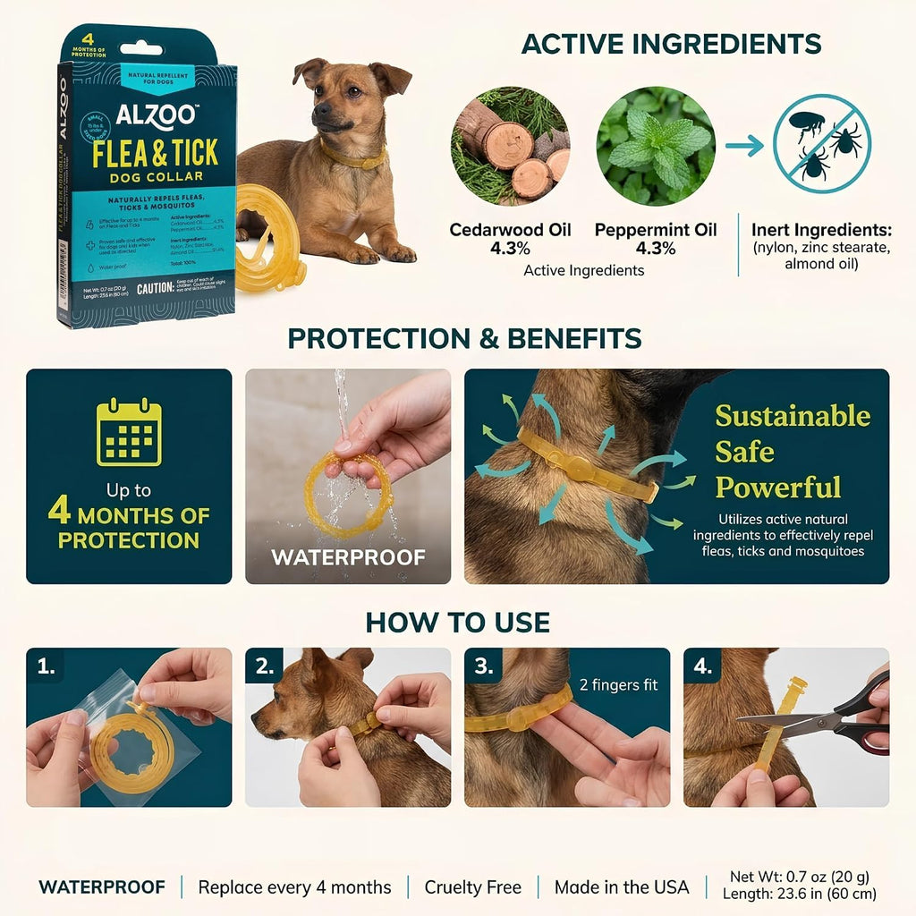 Plant-Based Flea & Tick Dog Collar for Small-Sized Dogs F760557