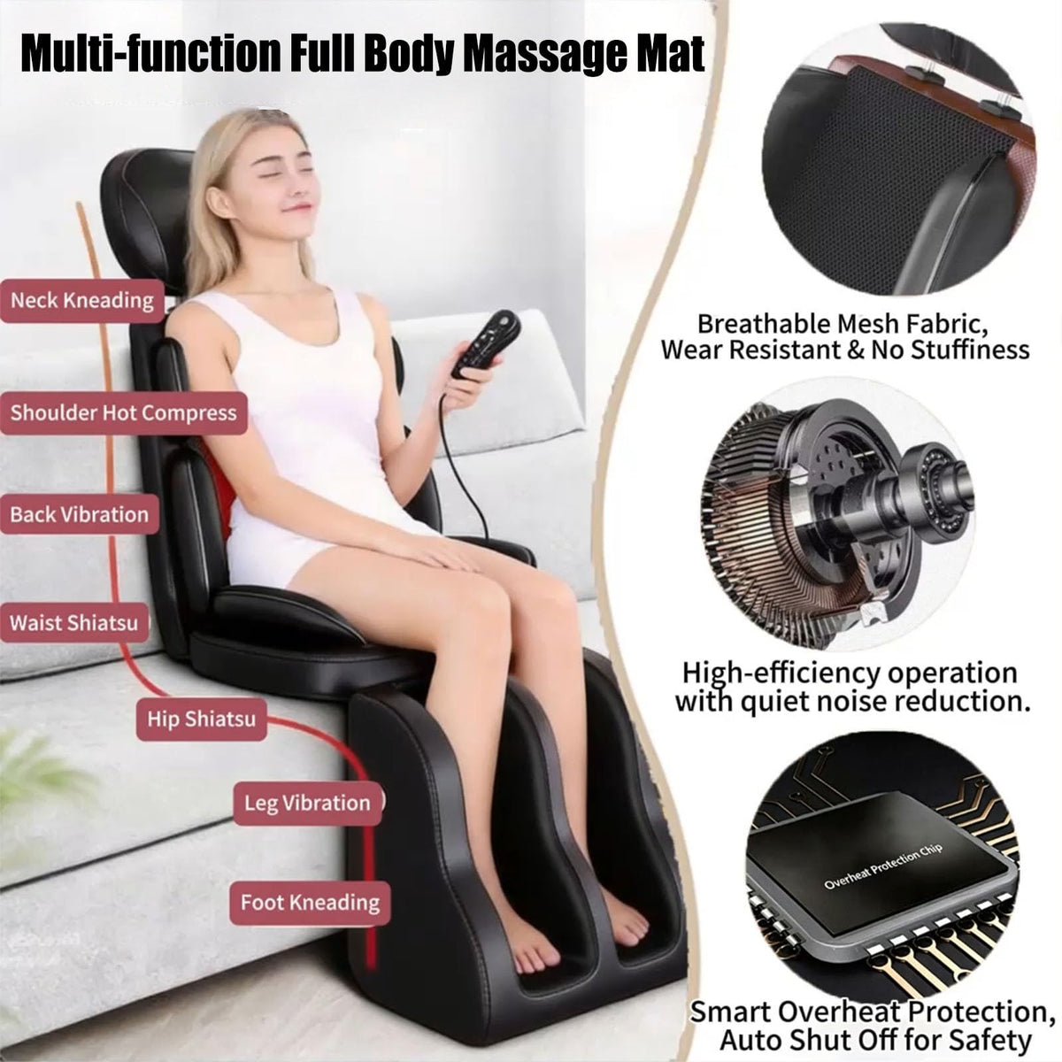 16D Electric Shiatsu Full Body Massage Mat with Foot Massager R58057