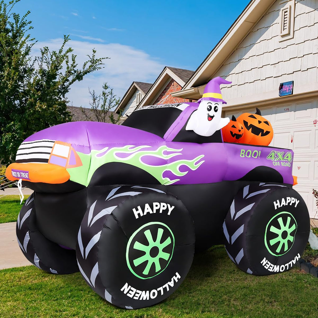8 FT Halloween Inflatable Monster Truck with Built-in LEDs I937535