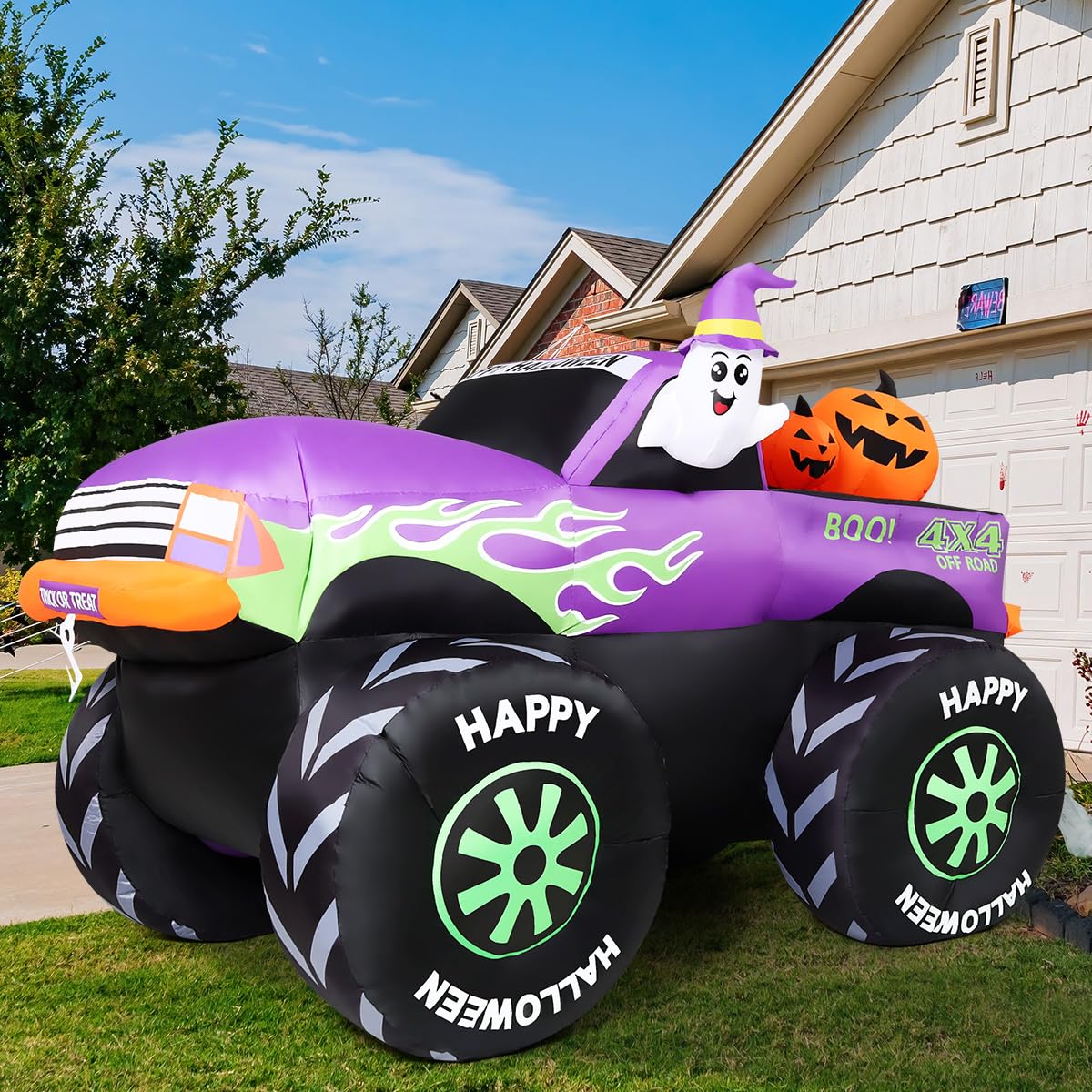 8 FT Halloween Inflatable Monster Truck with Built-in LEDs I937535