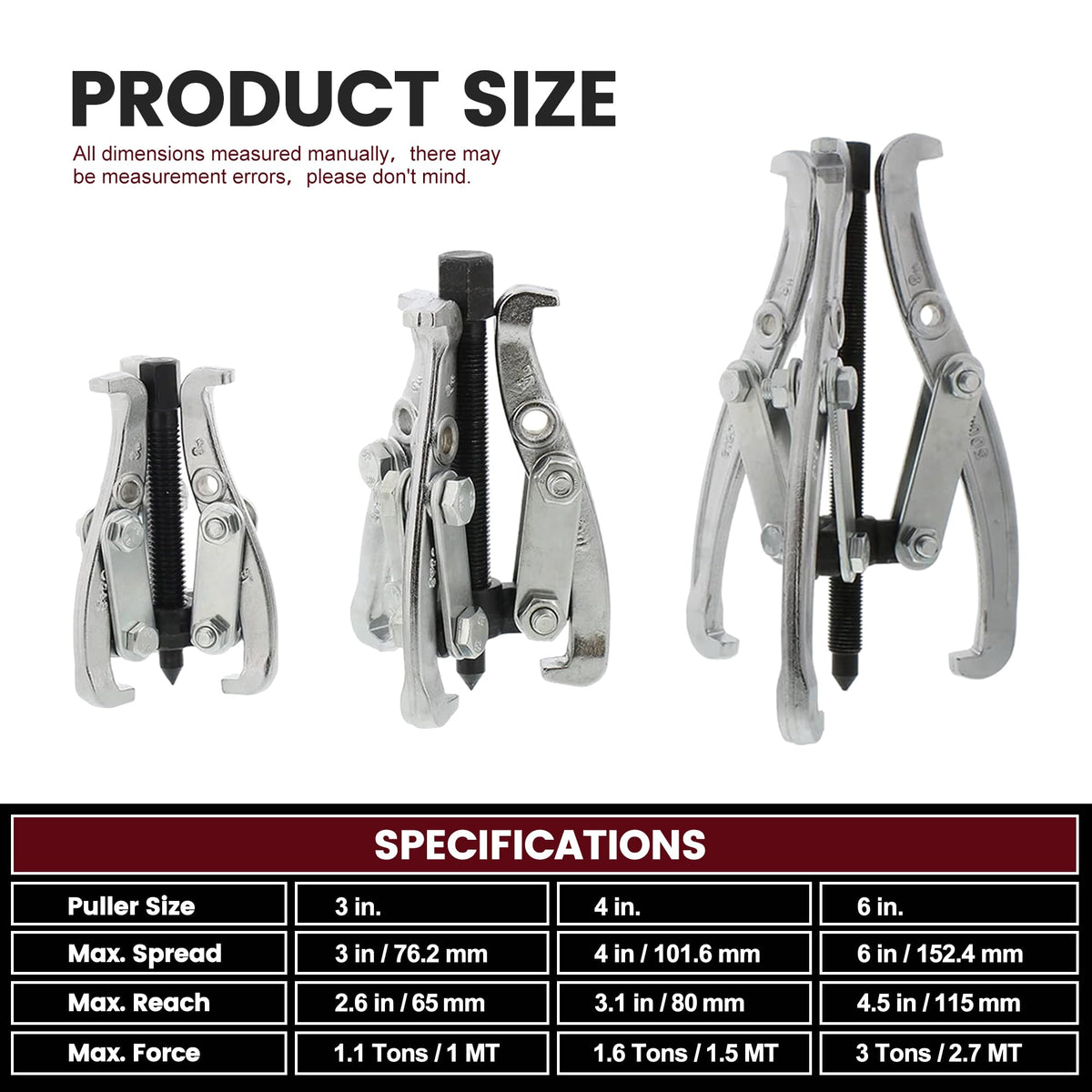 3 Jaw Gear Puller Set with Reversible Jaws M50813