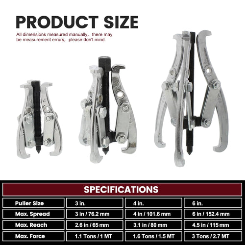 3 Jaw Gear Puller Set with Reversible Jaws M50813