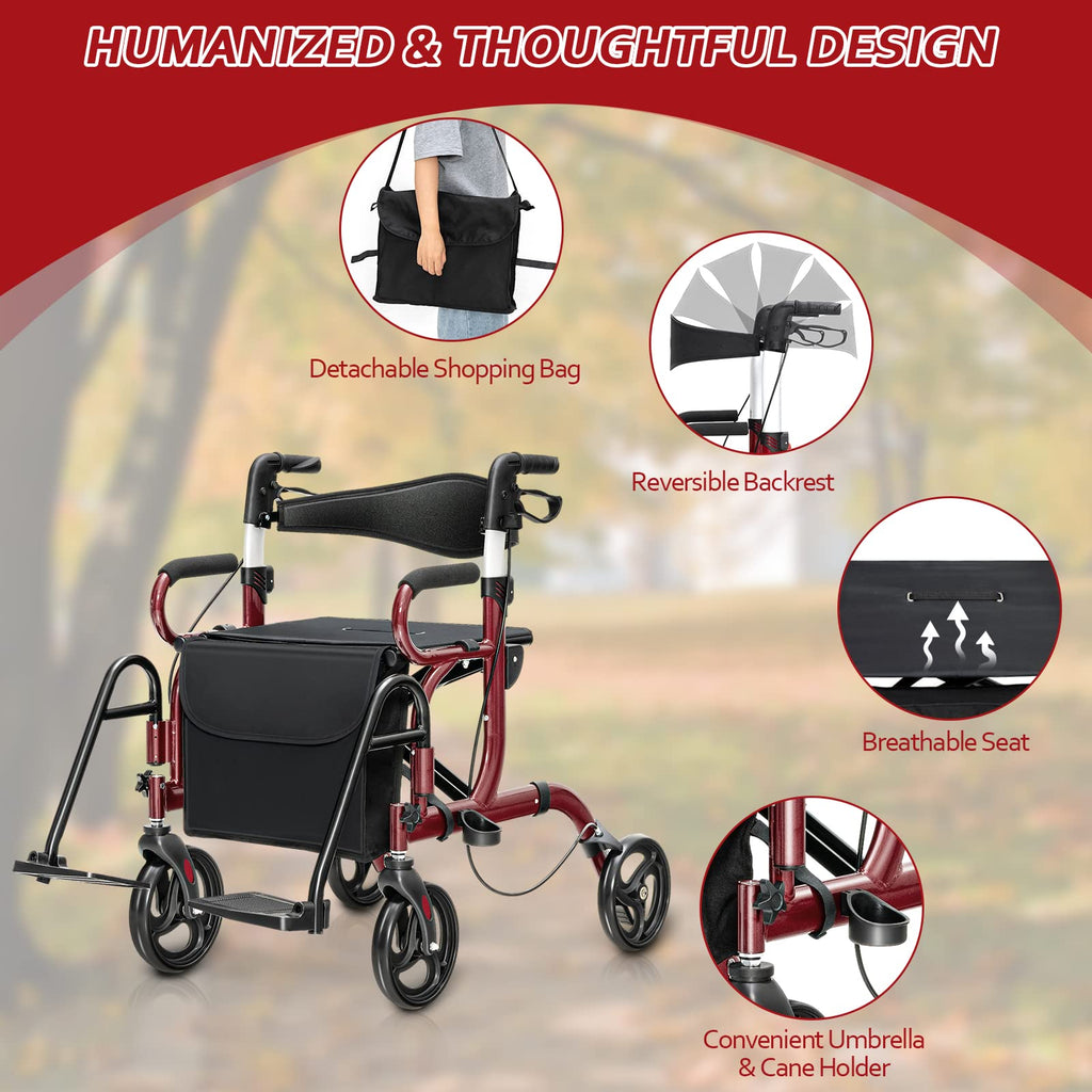 2-in-1 Rollator Walker with Seat J96007