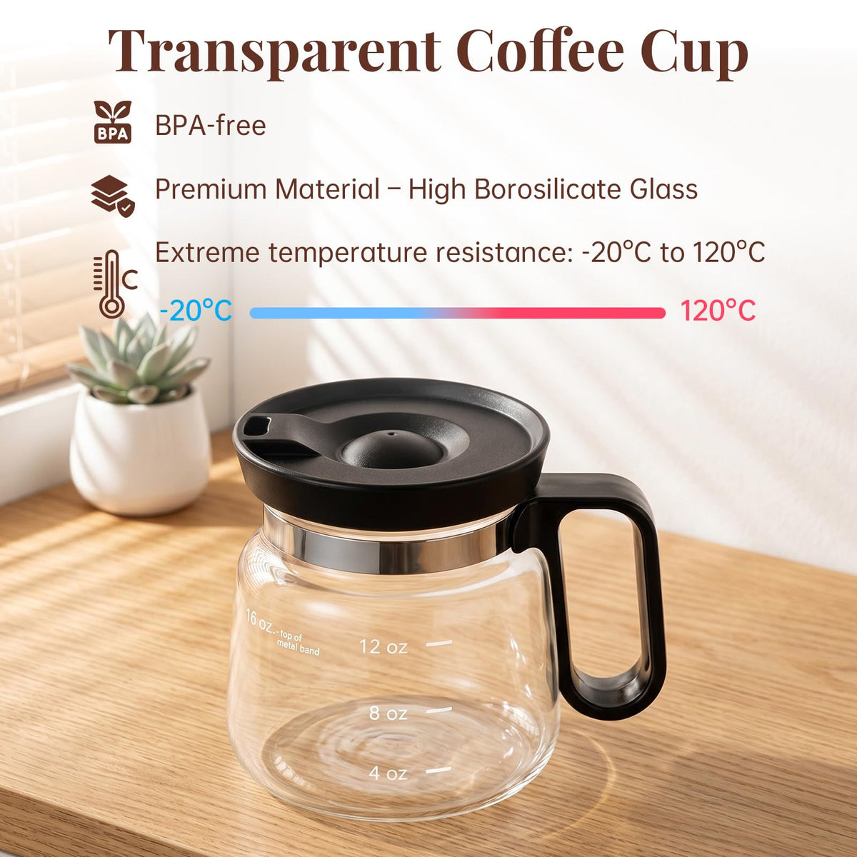 2 Pack 16oz Clear Glass Coffee Mug with Lid and Straw Q914